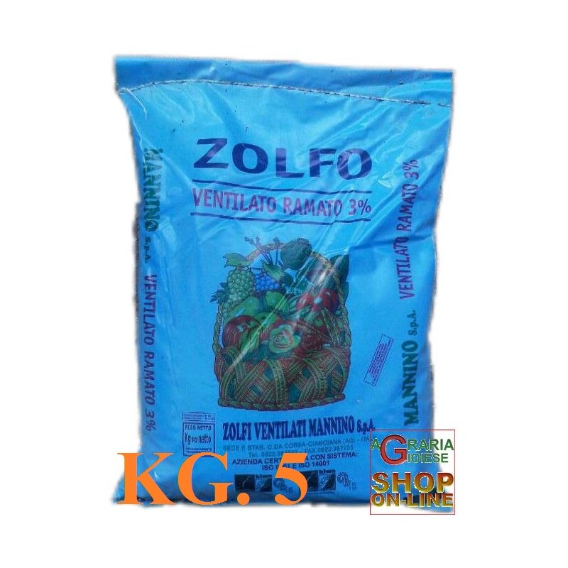 wholesale pesticides ZOLFO VENTILATO RAMATO 5% KG. 5 MANNINO